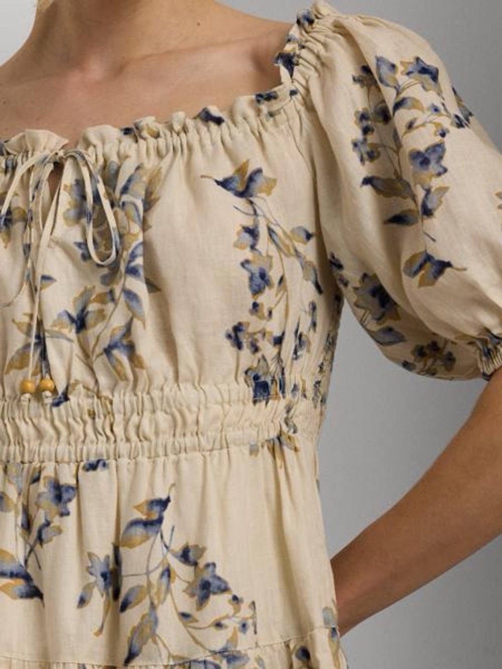 Lauren Ralph Lauren Women's Floral Linen Tie-Neck Dress